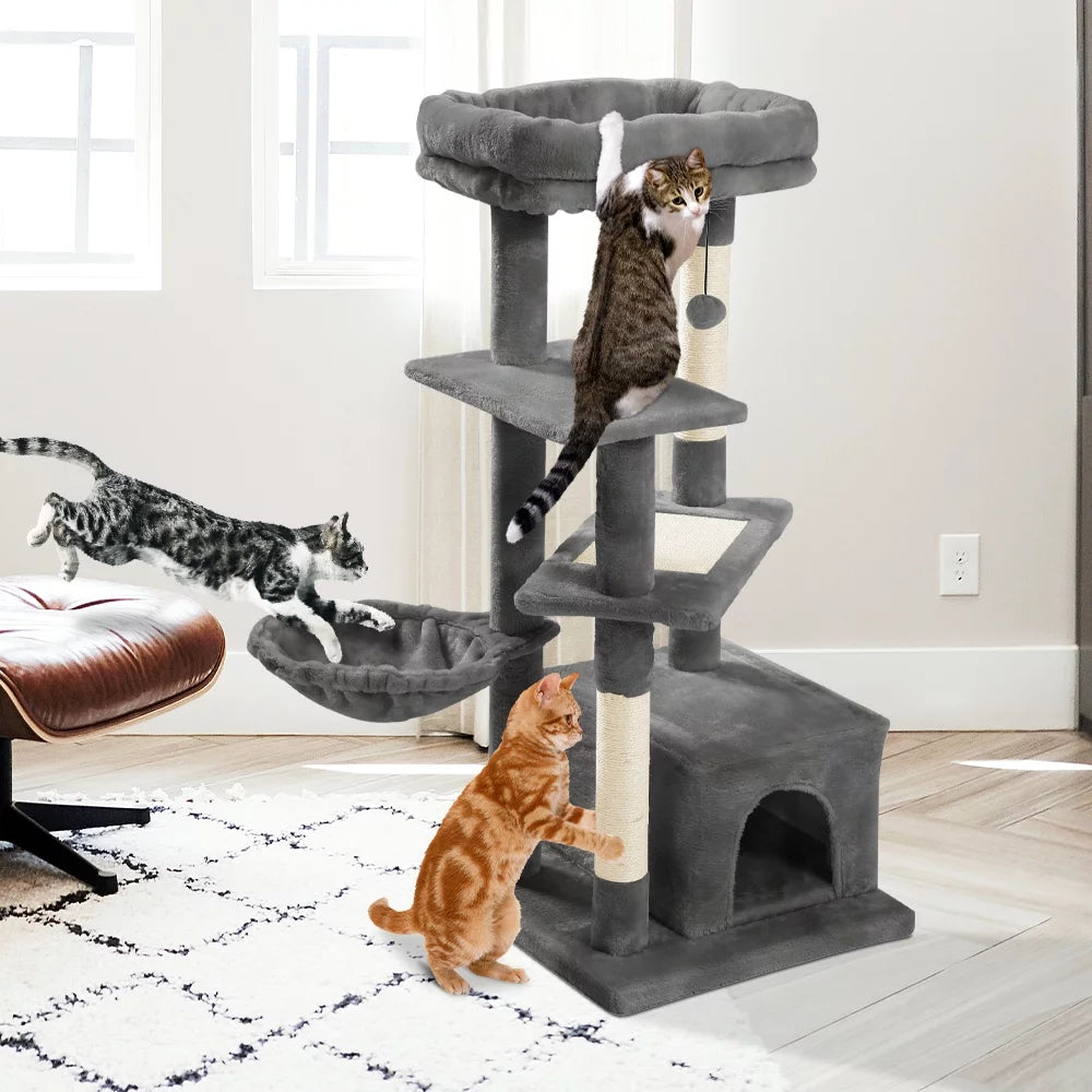 Ultimate Cat Tree for Large Cats - Multi-Level Tower with Cozy Hammock, Spacious Condo, and Durable Sisal Scratching Posts