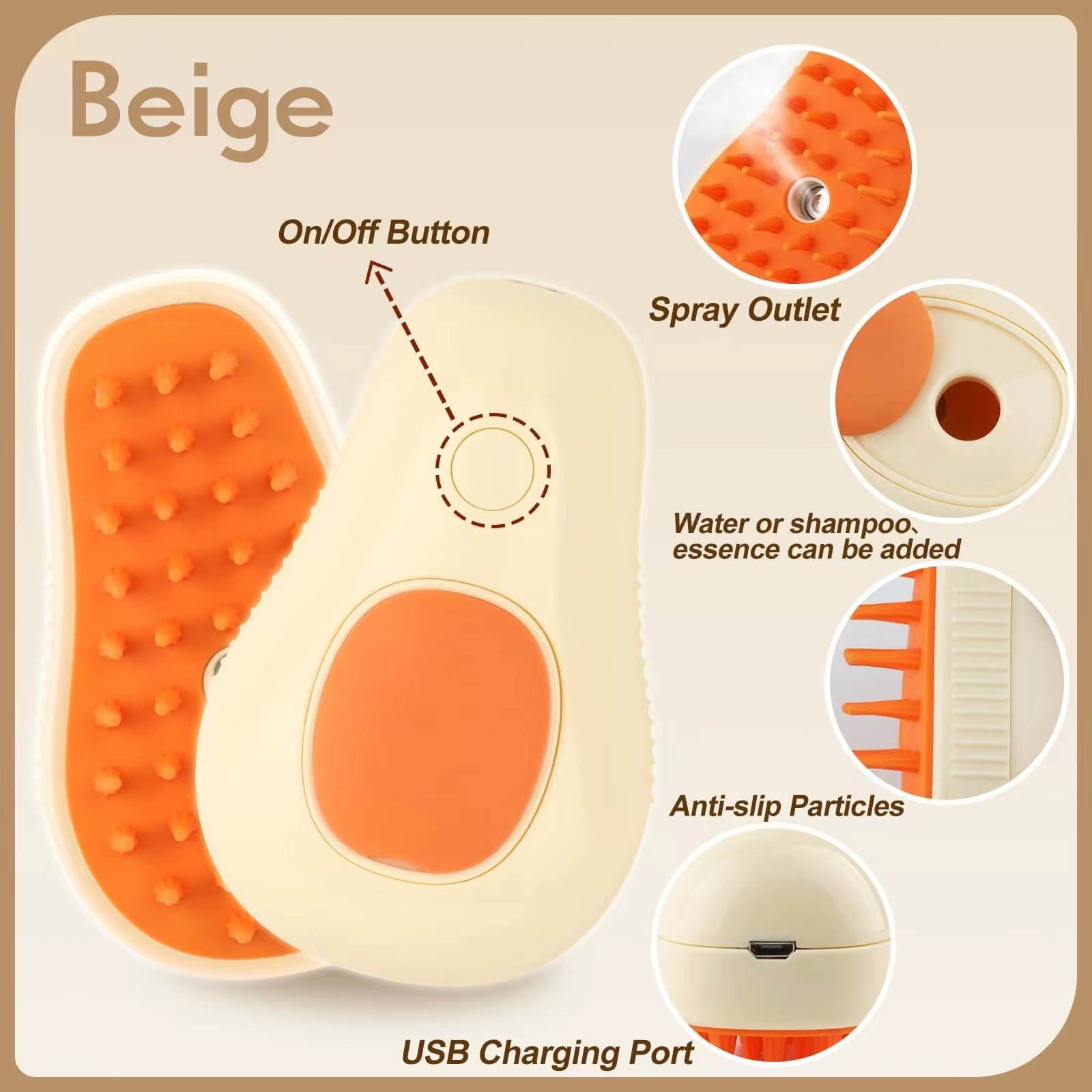 3-in-1 Electric Pet Grooming Brush with Steam Spray - Perfect for Cats and Dogs, Effortless Hair Removal and Relaxing Massage