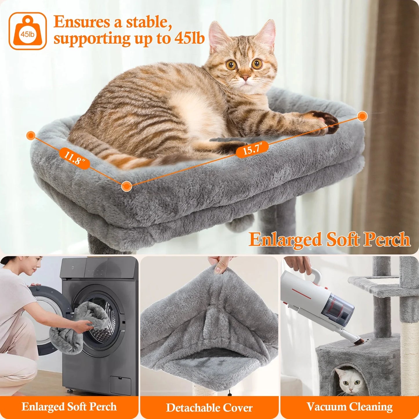 Ultimate Cat Tree for Large Cats - Multi-Level Tower with Cozy Hammock, Spacious Condo, and Durable Sisal Scratching Posts