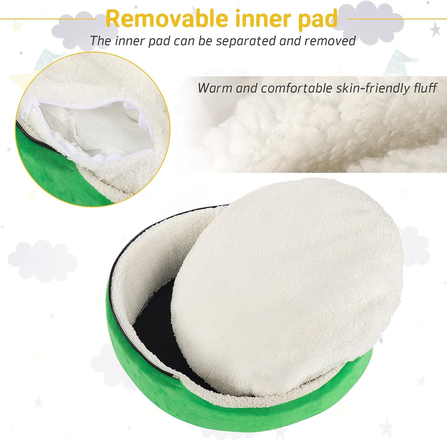 Cozy Christmas Tree Cat Bed - 2-in-1 Removable Teepee for Cats & Small Dogs - Warm Green Pet Tent House