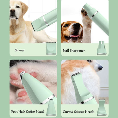 Transform Your Pet's Grooming Routine with the 4-In-1 Rechargeable Electric Pet Grooming Kit – Includes 4 Blades for Effortless Hair Trimming and Nail Grinding!