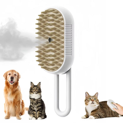 3-in-1 Electric Pet Grooming Brush with Steam Spray - Perfect for Cats and Dogs, Effortless Hair Removal and Relaxing Massage