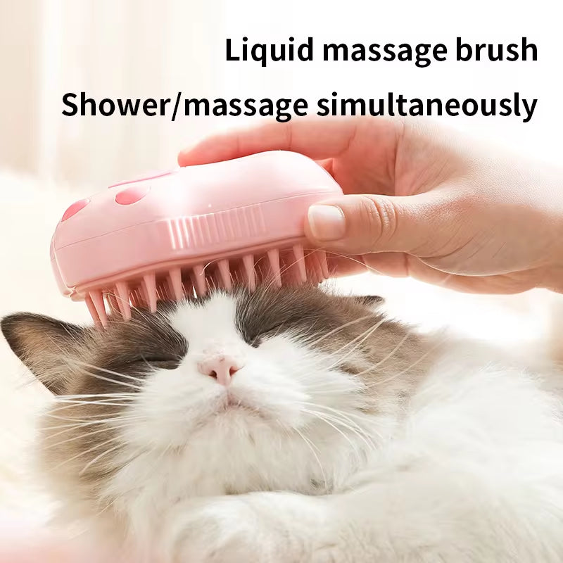 3-in-1 Electric Pet Grooming Brush with Steam Spray - Perfect for Cats and Dogs, Effortless Hair Removal and Relaxing Massage