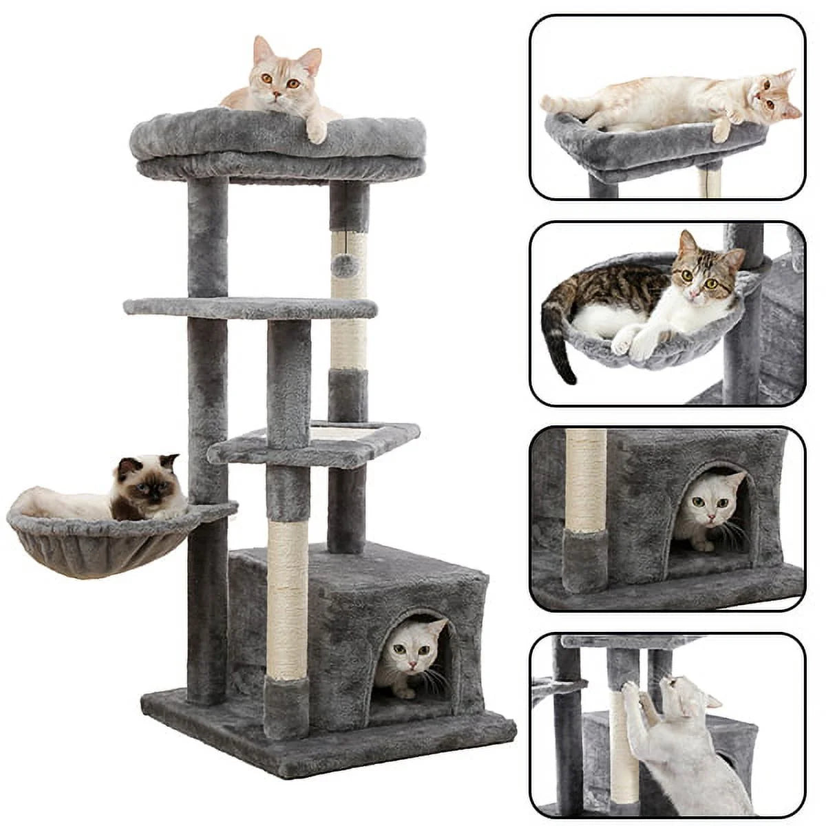 Ultimate Cat Tree for Large Cats - Multi-Level Tower with Cozy Hammock, Spacious Condo, and Durable Sisal Scratching Posts