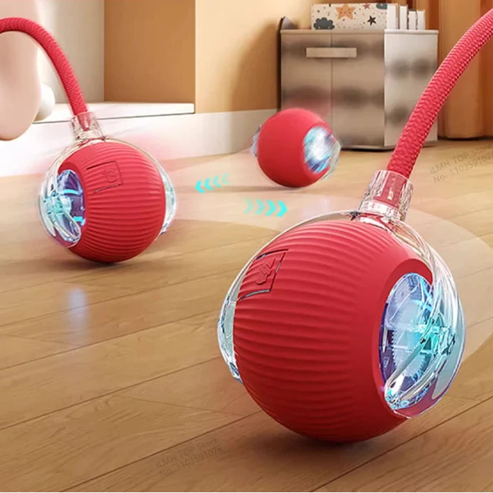 Cat Interactive Ball Toy, Automatic Rolling Ball with Tail, Rechargeable Smart Pet Interactive Toy, Intelligent Mouse for Cat