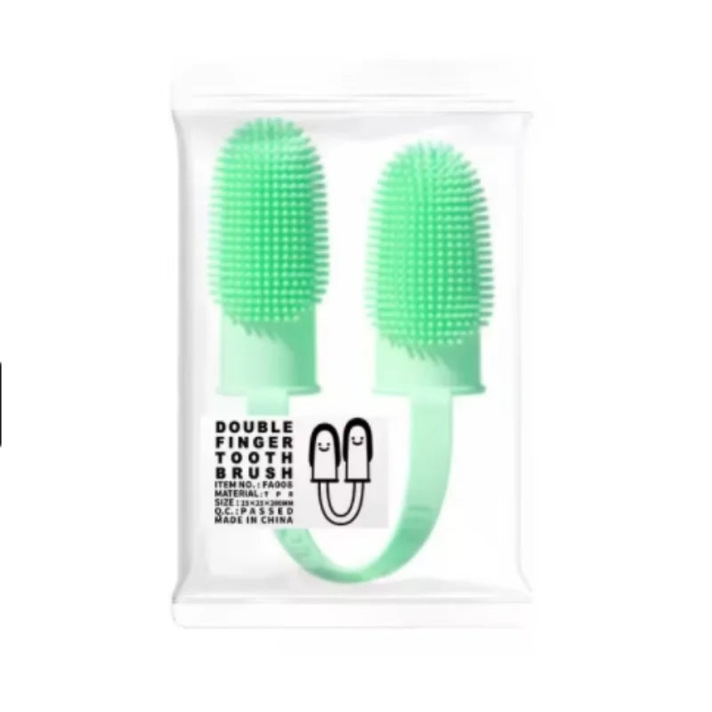 Pet Two-finger Toothbrush Dog Cat Pet Supplies Teeth Cleaning Finger Set Oral Cleaning Tools Pet Two-finger Toothbrush Dog Cat