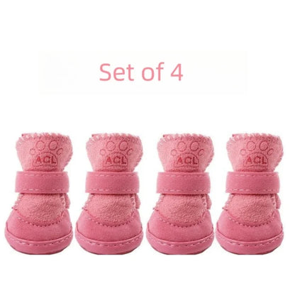 4 Pcs Pet Snow Boots Thickened Plush Warm Cotton Non-slip Shoes Small big Dog Sports Shoes Supplies Anti Fouling Won't Fall Off