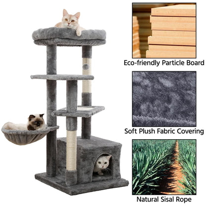 Ultimate Cat Tree for Large Cats - Multi-Level Tower with Cozy Hammock, Spacious Condo, and Durable Sisal Scratching Posts