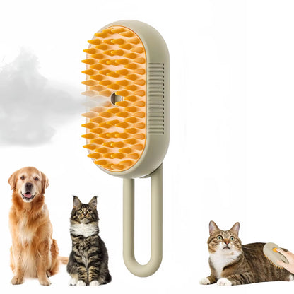 3-in-1 Electric Pet Grooming Brush with Steam Spray - Perfect for Cats and Dogs, Effortless Hair Removal and Relaxing Massage