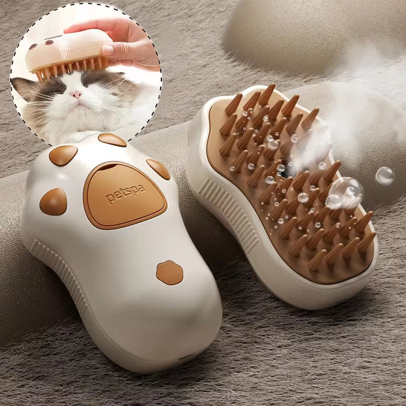 3-in-1 Electric Pet Grooming Brush with Steam Spray - Perfect for Cats and Dogs, Effortless Hair Removal and Relaxing Massage